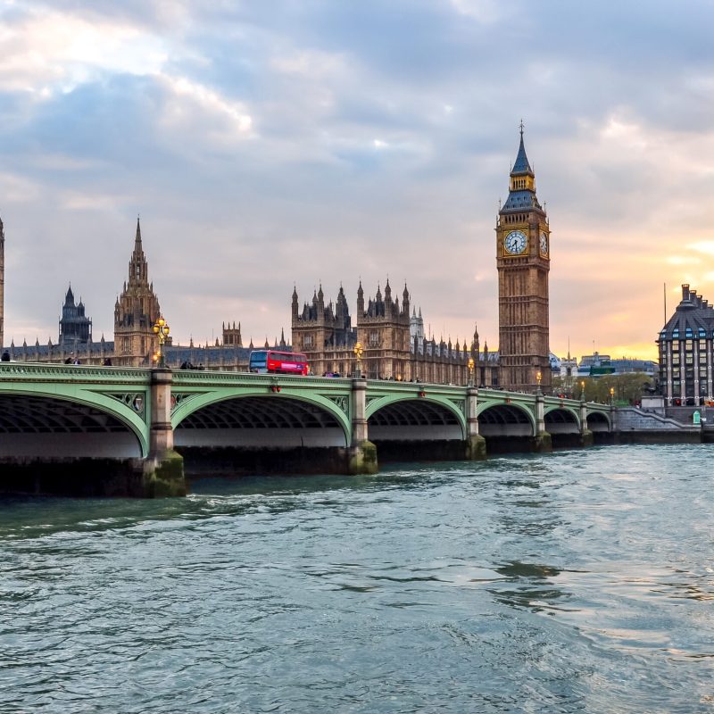 View of River Thames in front of Big Ben in London