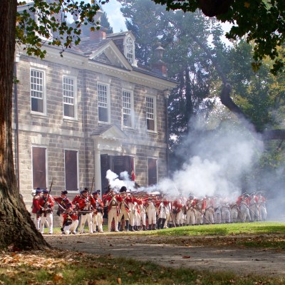 A re-enactment of the Battle of Germantown in Philadelphia, Pennsylvania, October 2017.