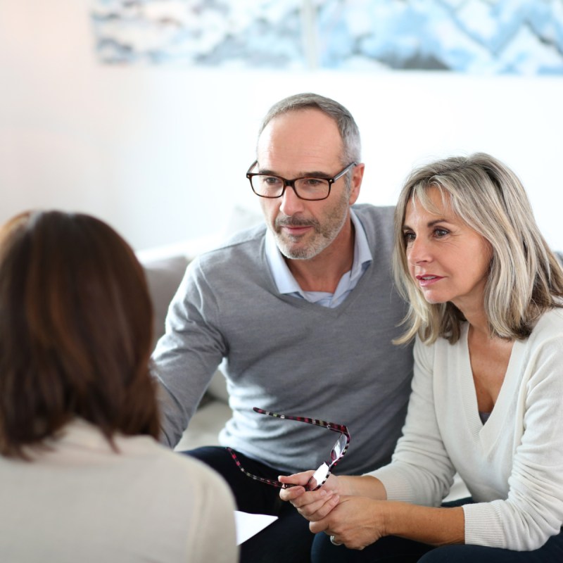 Senior couple making financial plans.