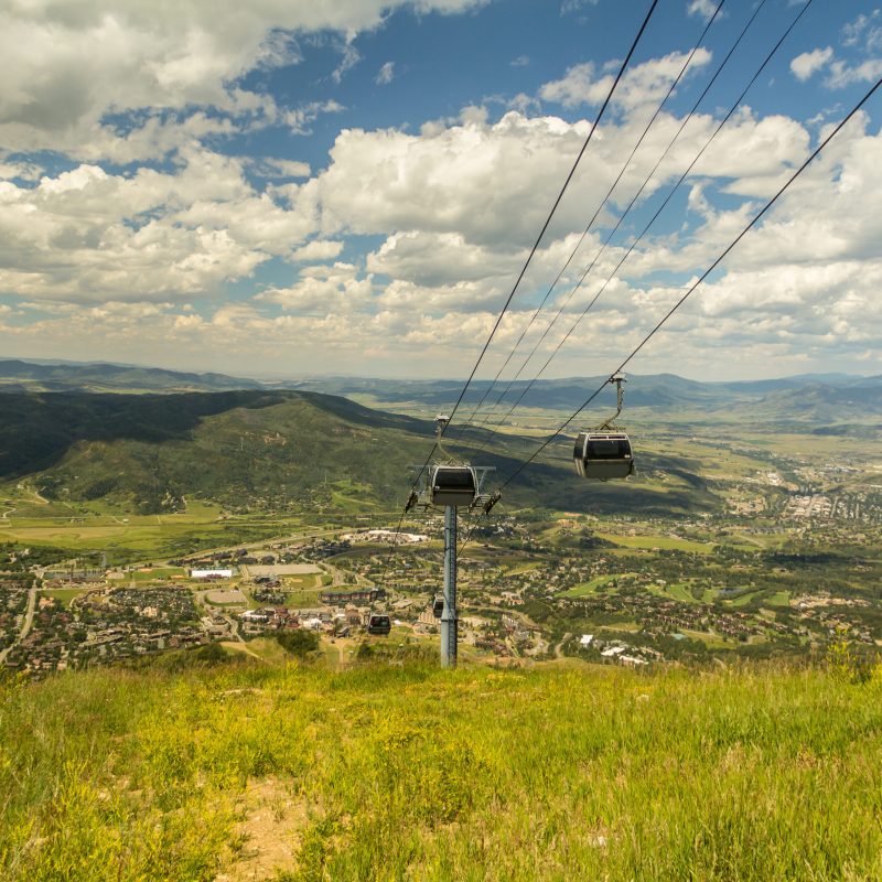 Ski lift to Mount Werner in Steamboat Springs, Colorado.