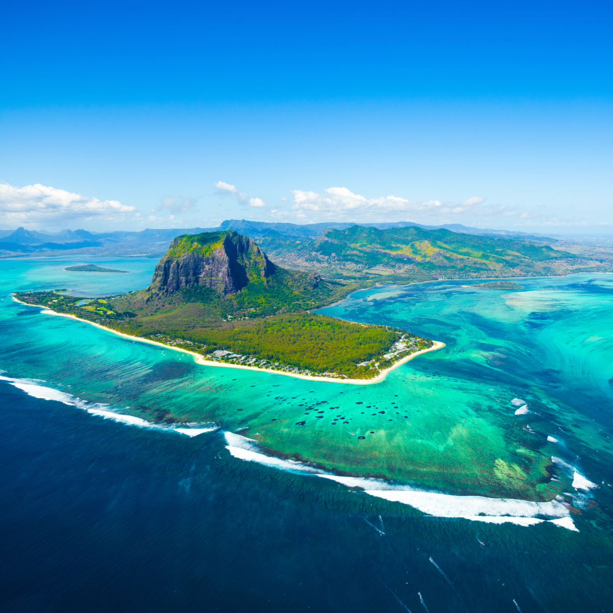 Aerial view of Mauritius Island