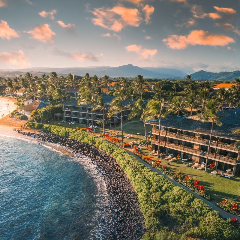 Aerial view of Koʻa Kea Hotel & Resort at Poipu Beach