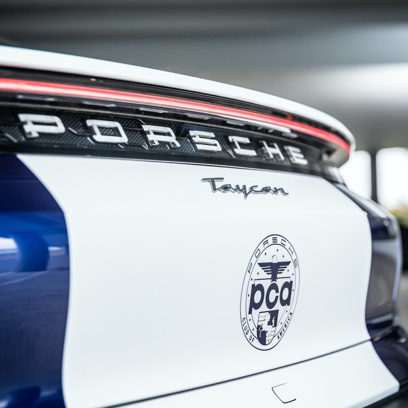 2022 Porsche Taycan customized with the Princess Cruises SeaWitch Logo