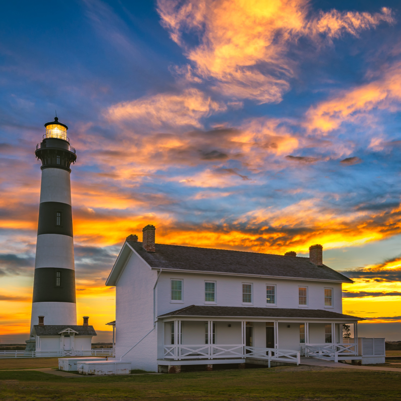 Just before dawn at Bodie Island lighthouse along North Carolina's Outer Banks