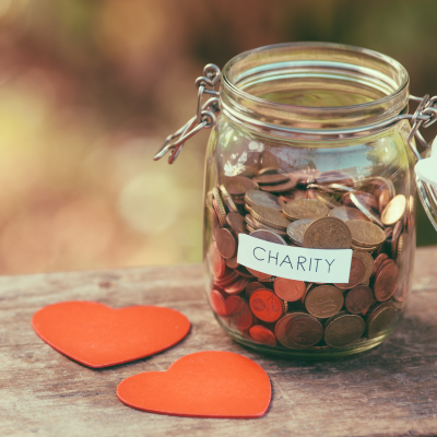 jar full of coins for charity