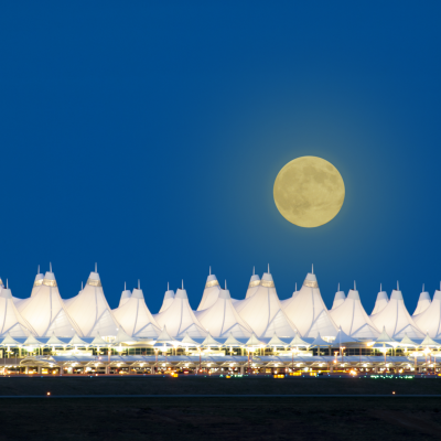 Moonrise over Denver International Airport.