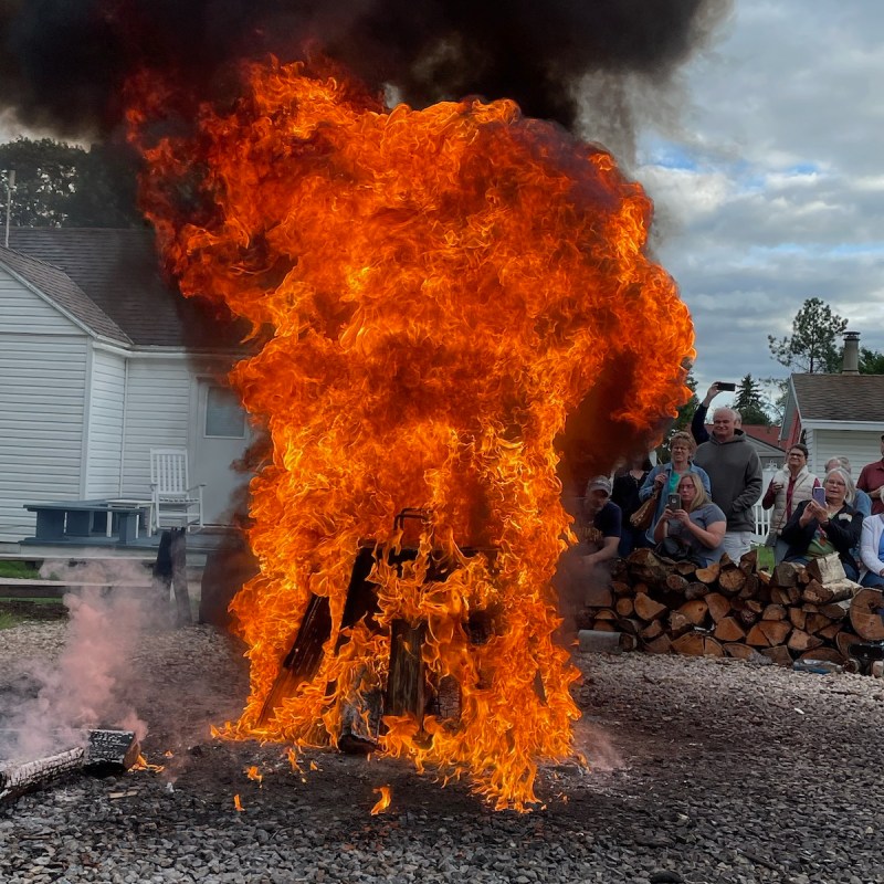 Fish boil fireball in Door County, Wisconsin.