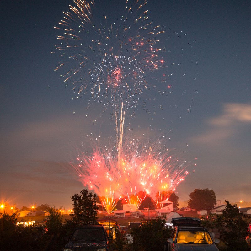 Fireworks at Red White and BOOM July 4th Celebration in Cookeville, Tennessee.