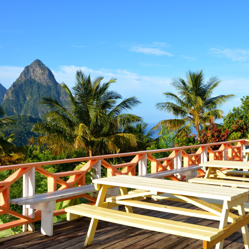 hotel resort at the hills at south west coast of st. lucia, caribbean