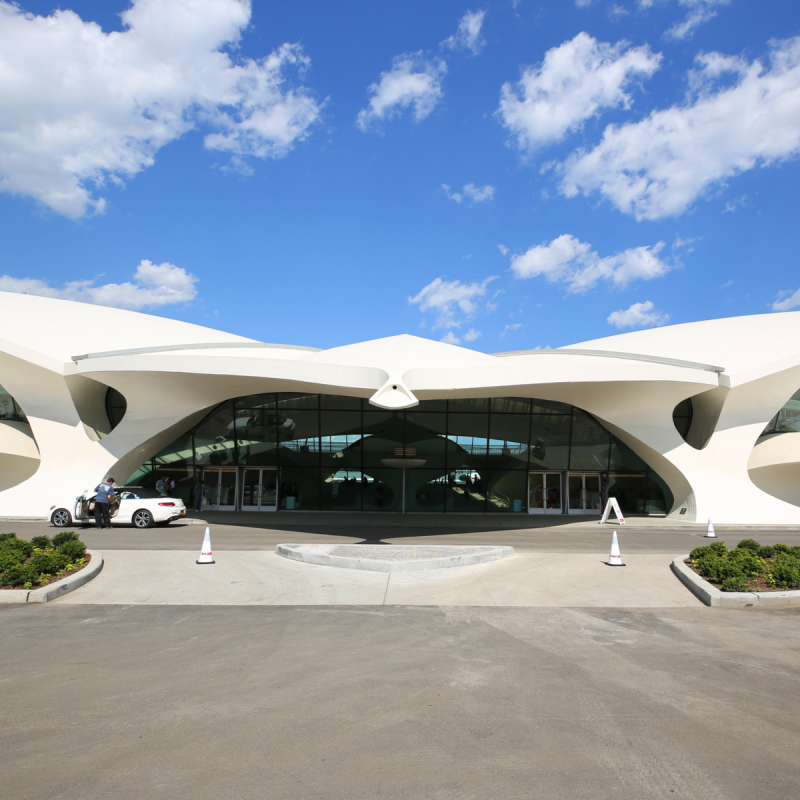 The exterior of the TWA Hotel.