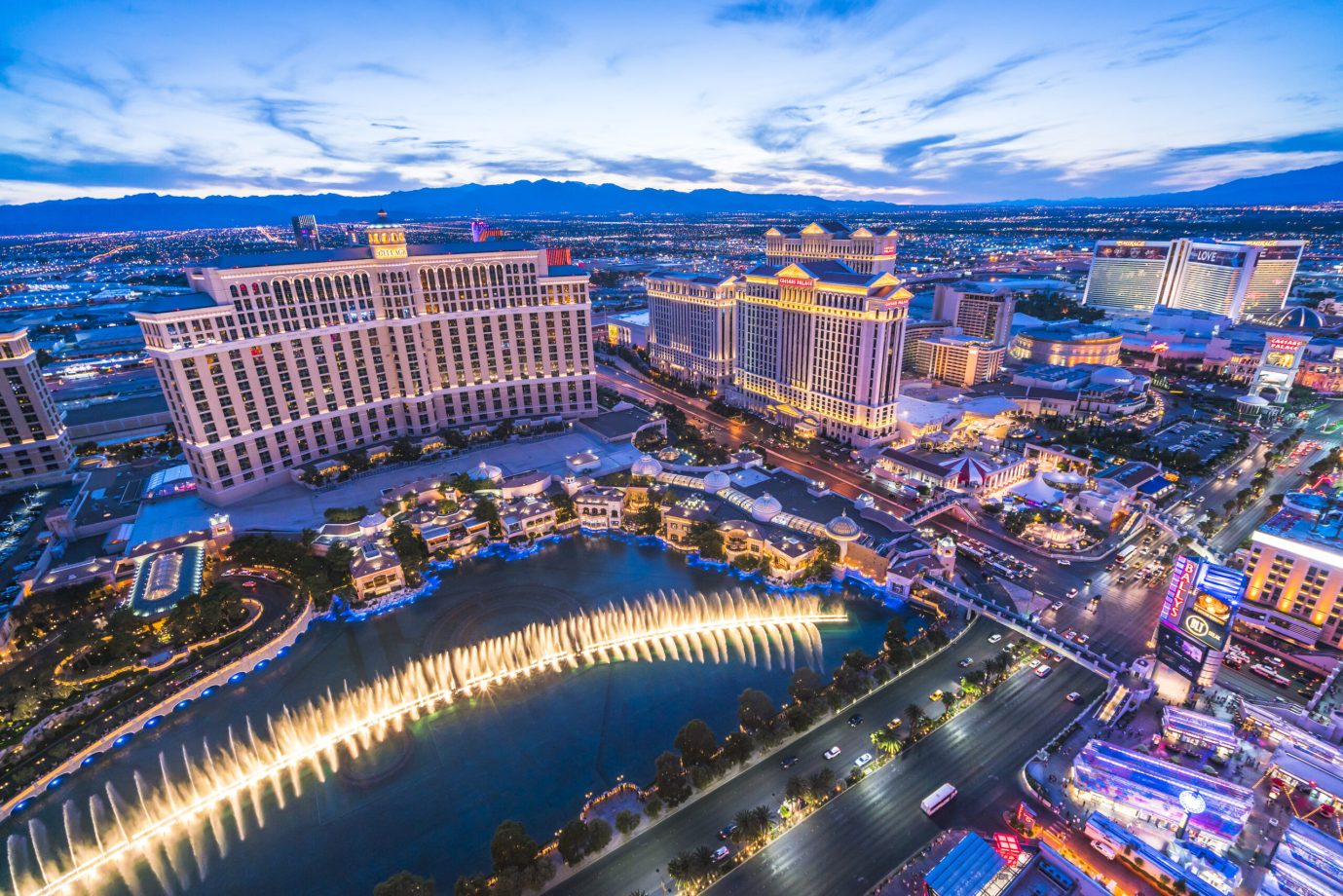 Aerial view of Las Vegas Strip near Bellagio