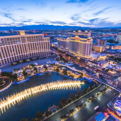 Aerial view of Las Vegas Strip near Bellagio