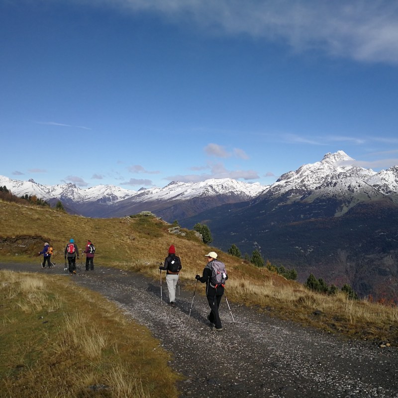 Hiking against a backdrop of Piedmont's snow-capped peaks