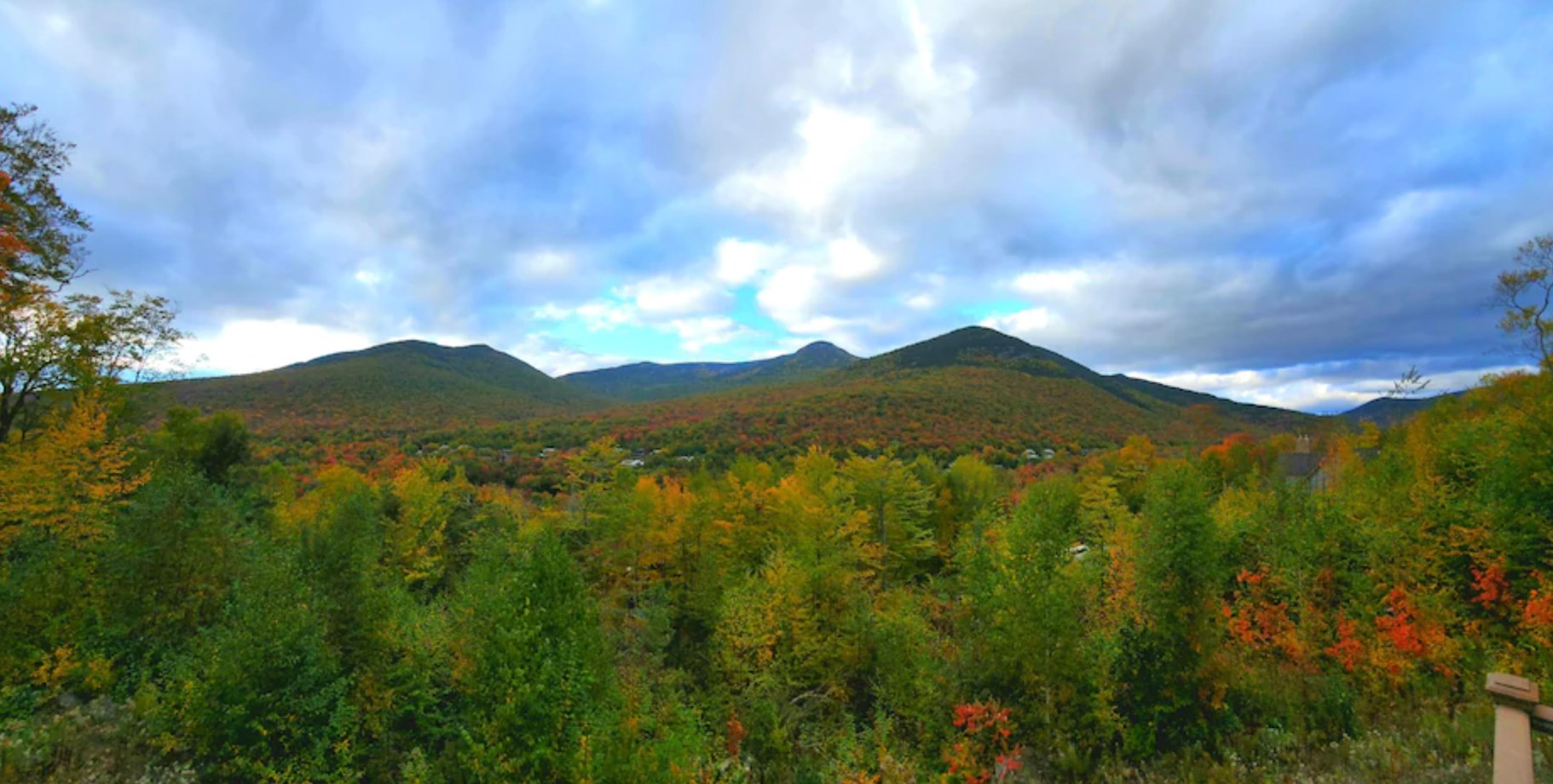 Fall foliage view from Loon Mountain Home Vrbo Rental in New Hampshire