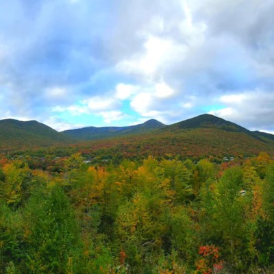 Fall foliage view from Loon Mountain Home Vrbo Rental in New Hampshire