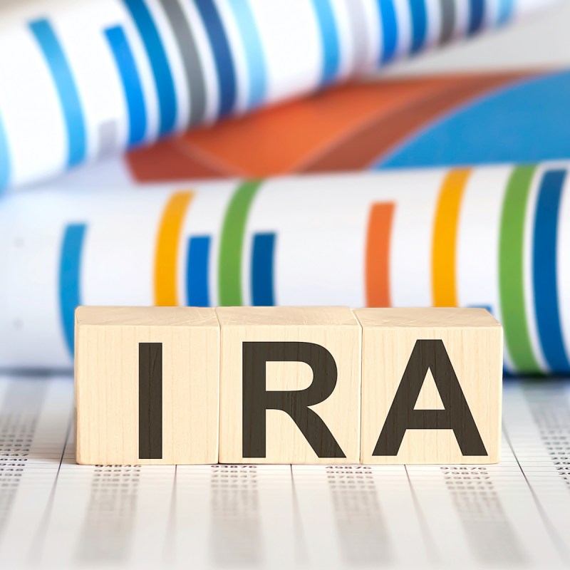 IRA on wooden blocks on the table