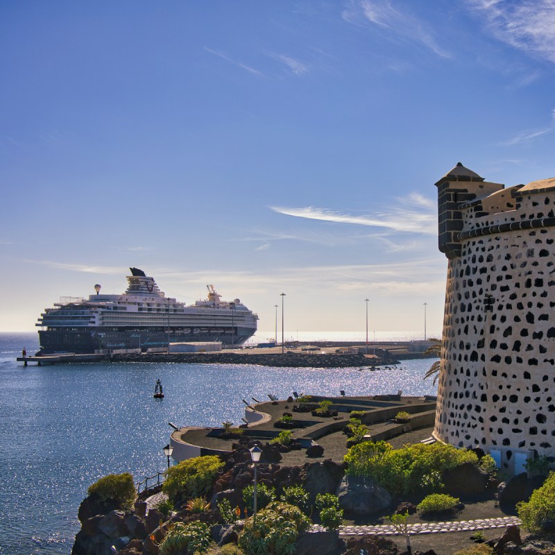 Mein Schiff 2, second cruise ship of Tui Cruises in the harbor of Playa Blanca, Lanzarote, Spain