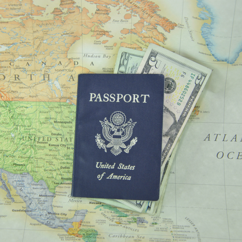U.S. passport and map
