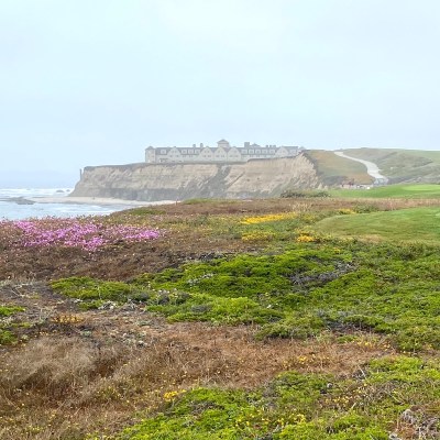 View of the Ritz Carlton Half Moon Bay from the Coastal Trail.