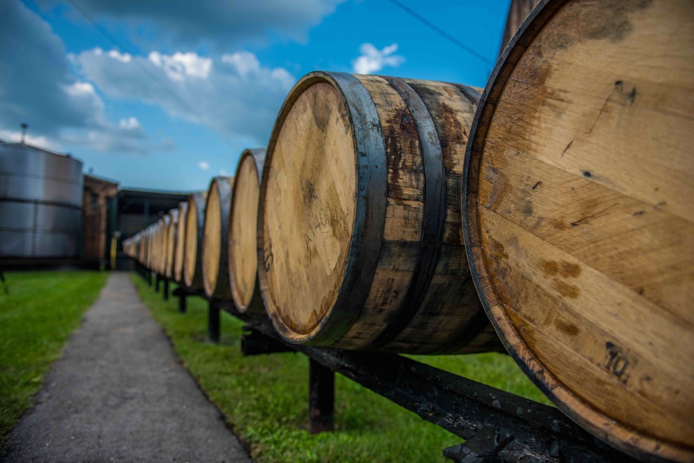 Bourbon barrels at a distillery along the Bourbon Trail in Kentucky