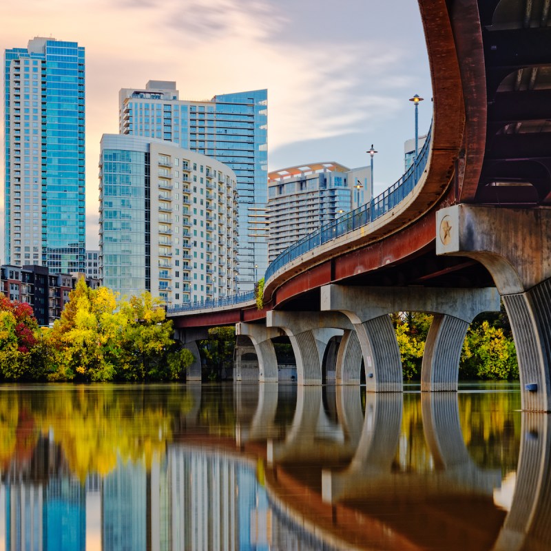 Pfluger Pedestrian Bridge over Lady Bird Lake in Austin, Texas