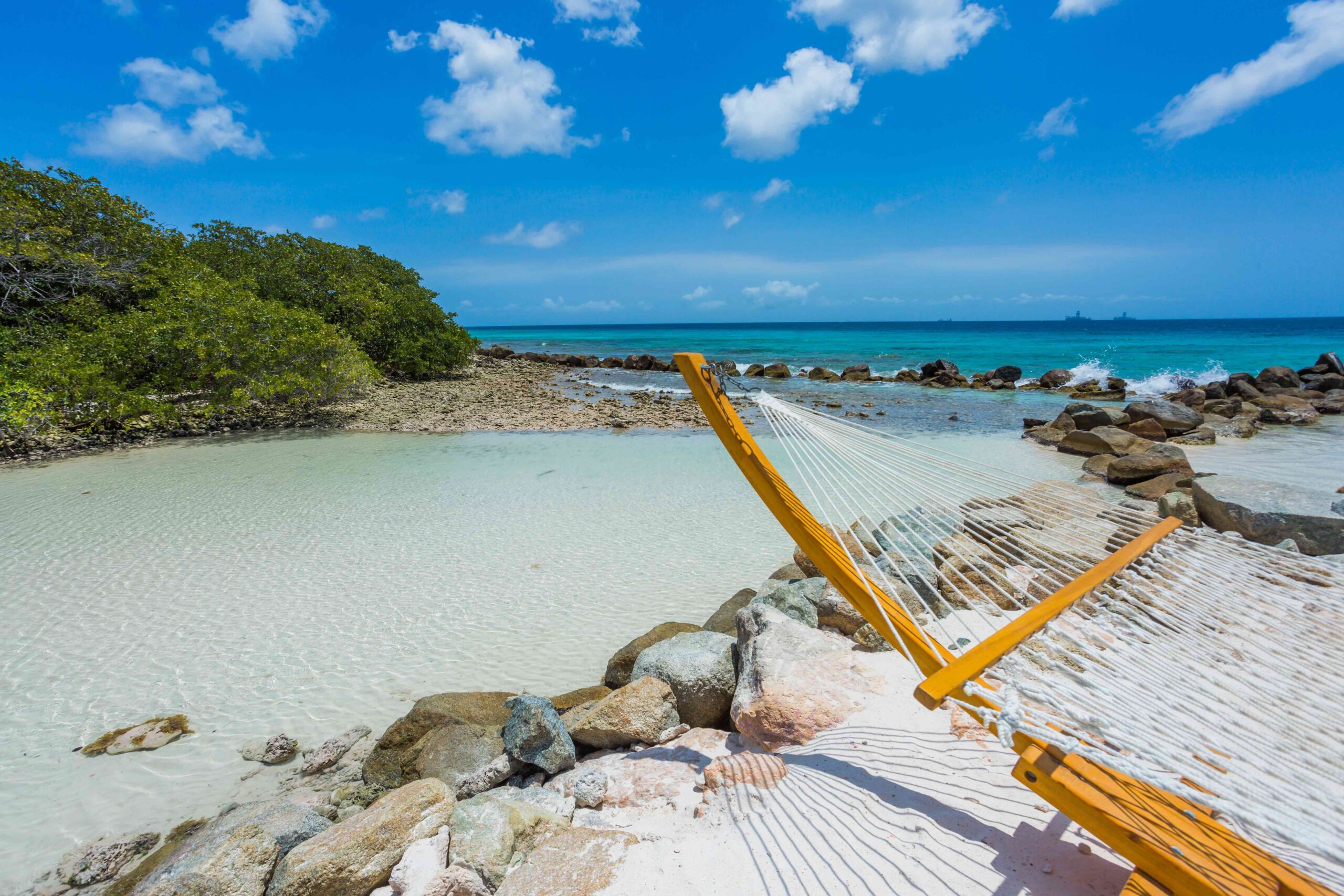 Hammock on beach in Aruba