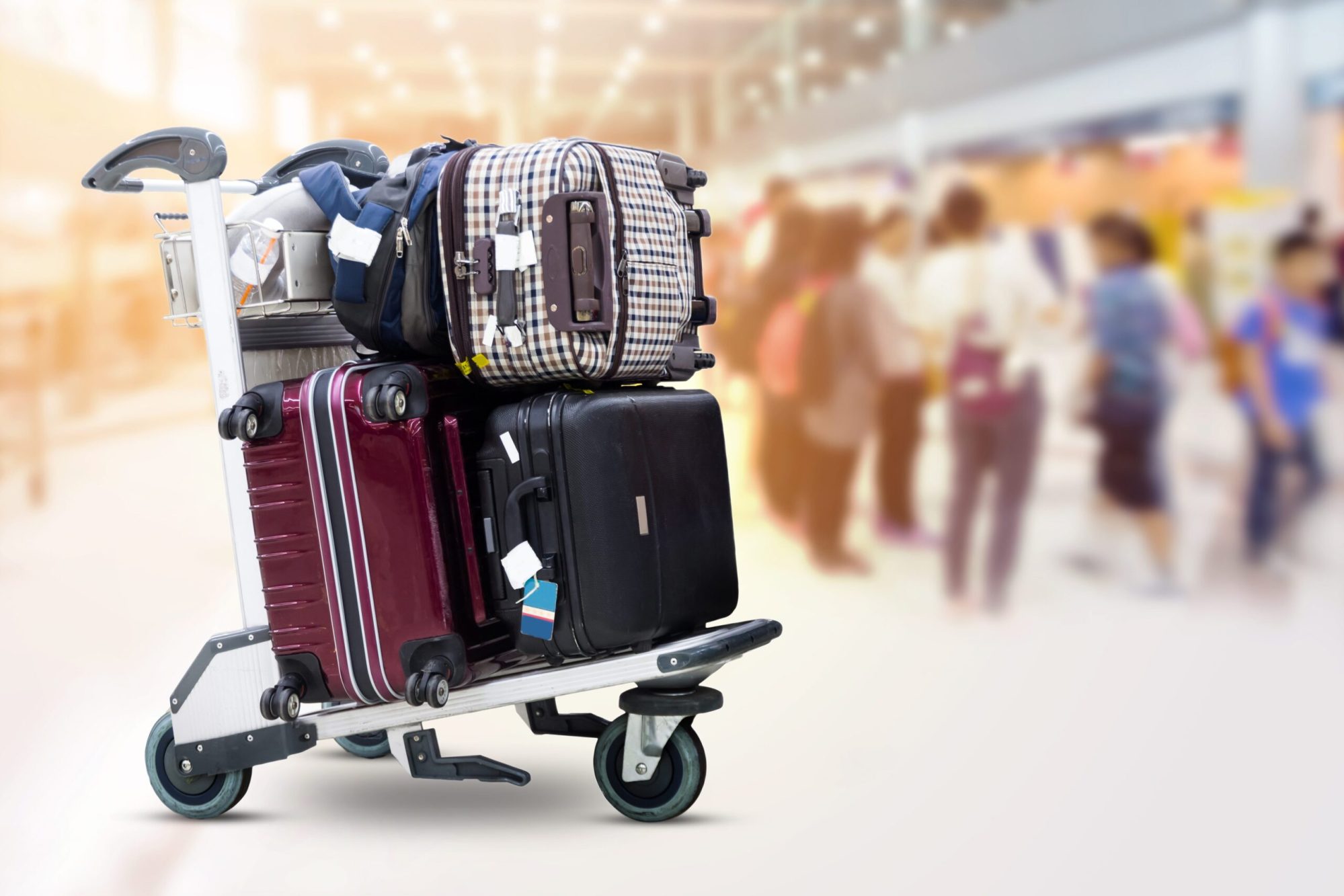 Luggage trolley with suitcases