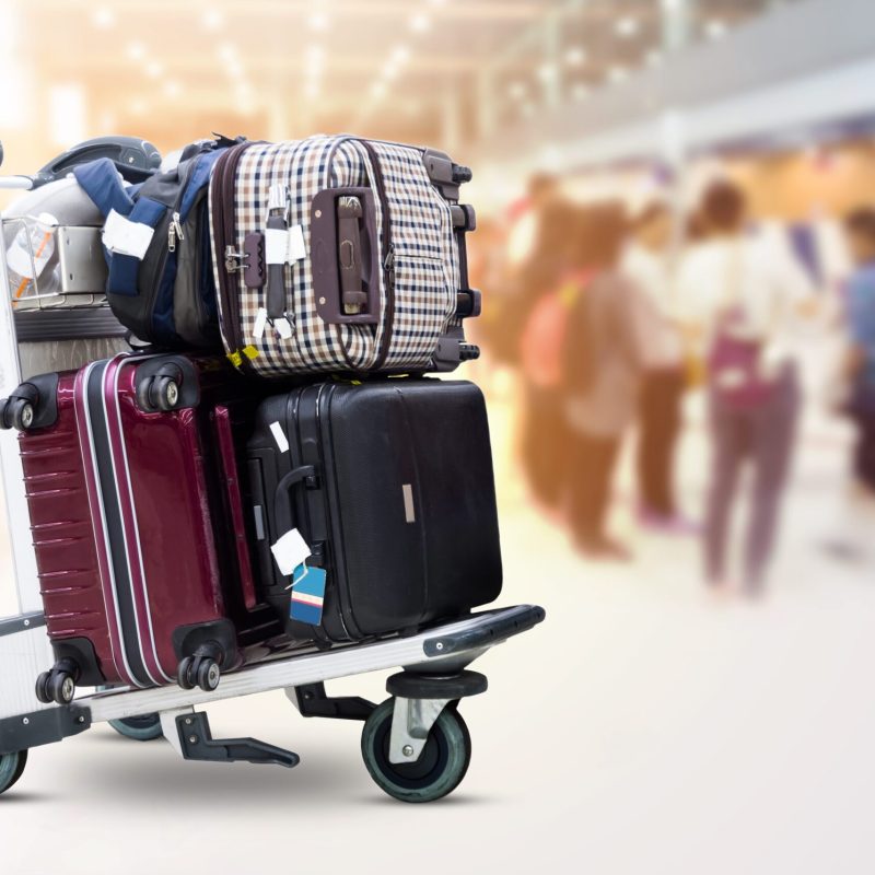 Luggage trolley with suitcases