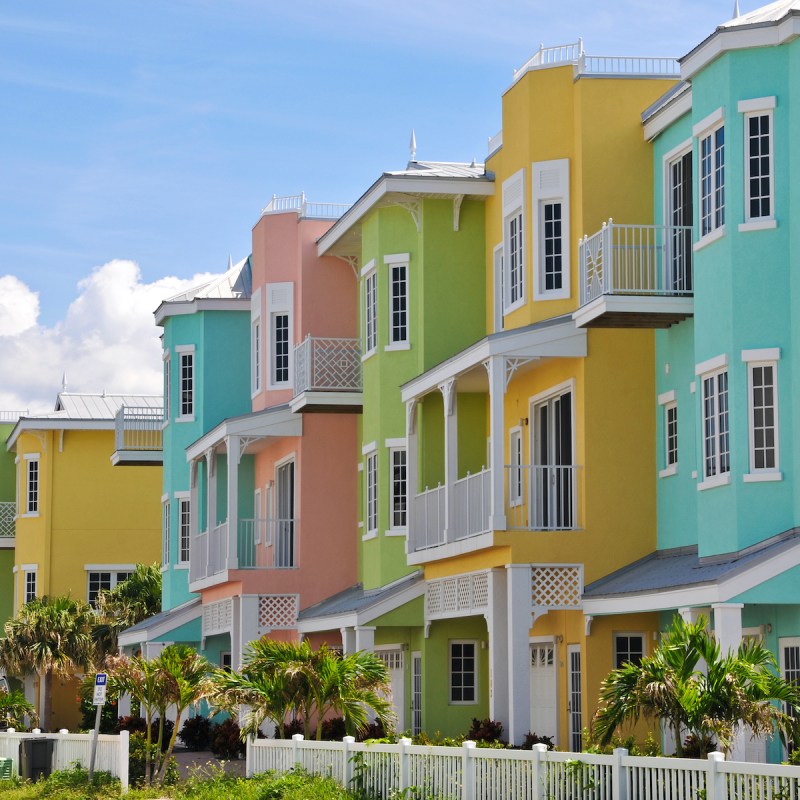 Row of colorful beachfront houses