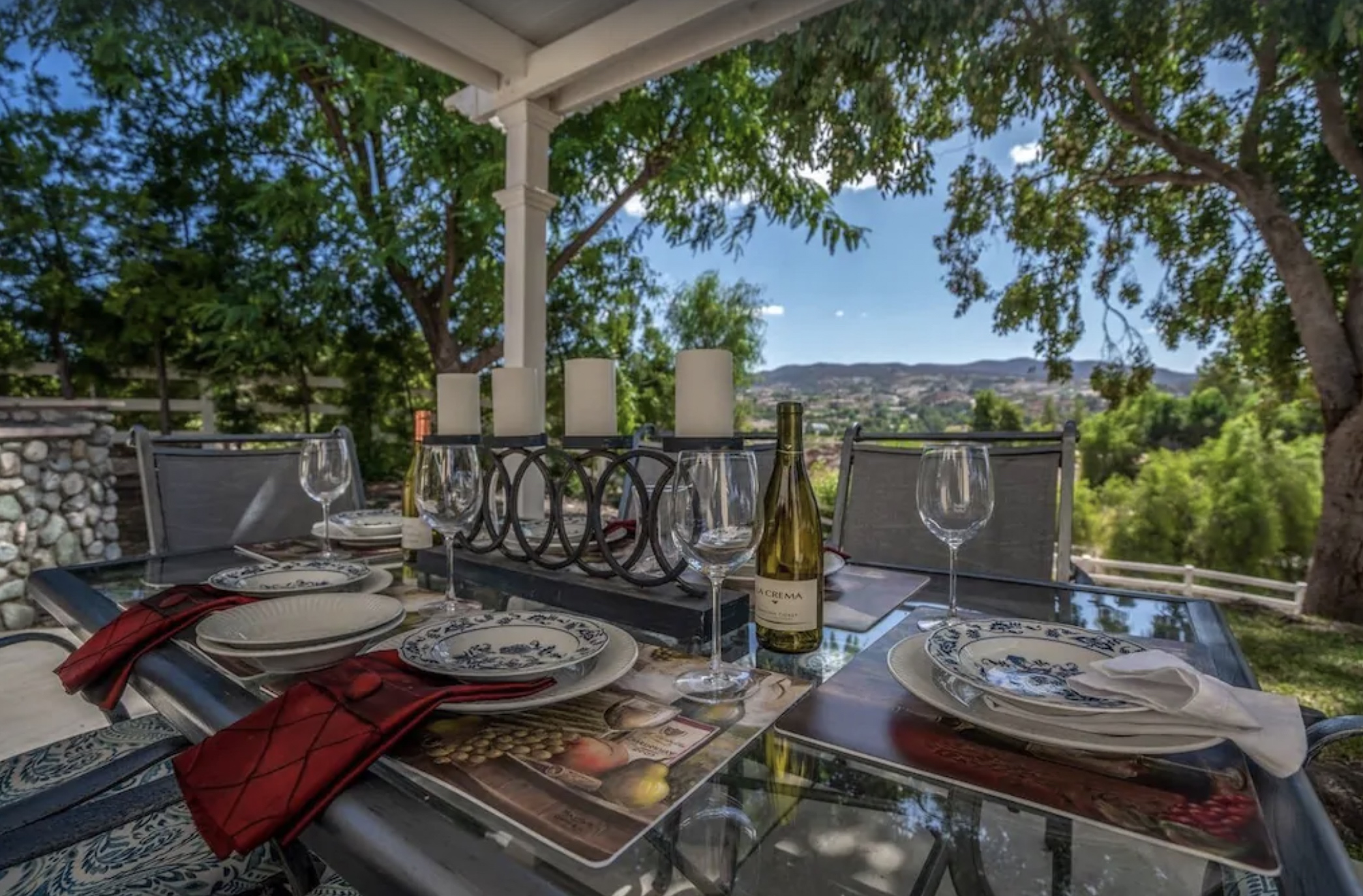 View of California wine country from French Country Home rental in Temecula