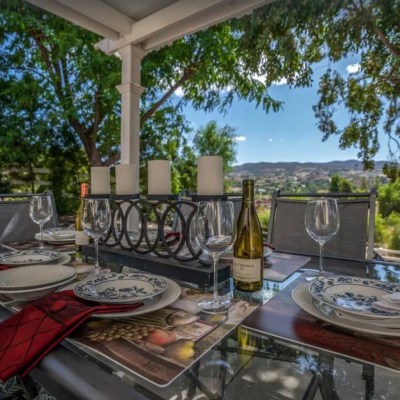 View of California wine country from French Country Home rental in Temecula