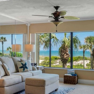 View of beach on Amelia Island from Romantic Oceanfront Condo Vrbo rental