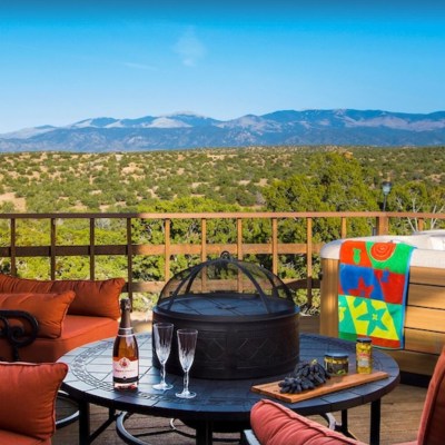 View of the Sangre de Cristo Mountains from the Adobe Mansion in Santa Fe