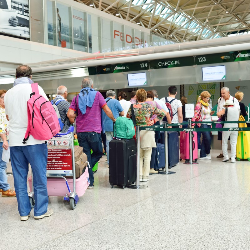 passenger check-in area in FCO airport