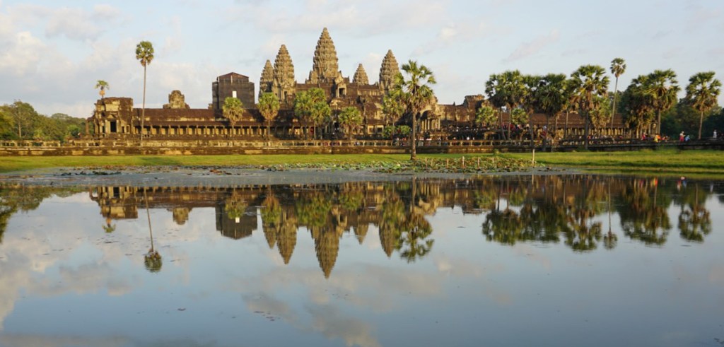 Sunrise at Angkor Wat temple in Siem Reap, Cambodia.