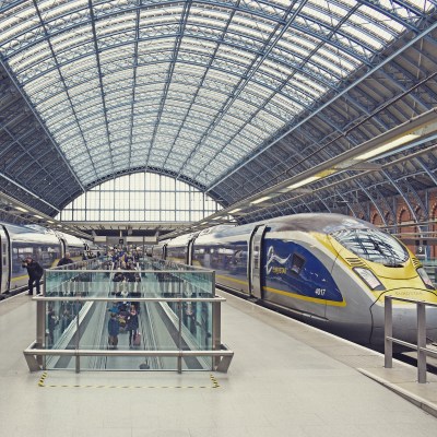 Eurostar train at St. Pancras station in London