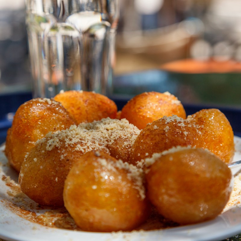 Loukoumades on a plate.