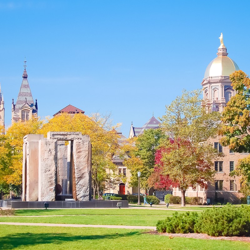 University of Notre Dame campus in the fall in South Bend, IN