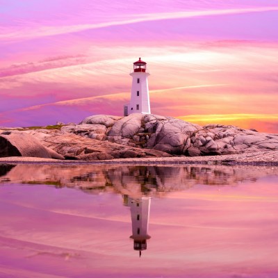 Sunset at Peggy's Cove in Eastern Canada, Nova Scotia