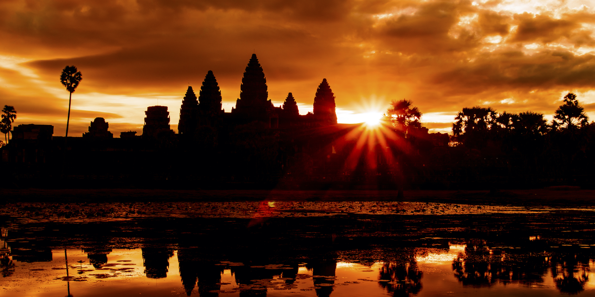 Sunrise at Angkor Wat temple in Siem Reap, Cambodia.