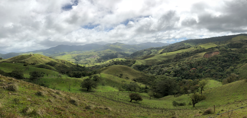 Rolling hills in Tilaran, Costa Rica.