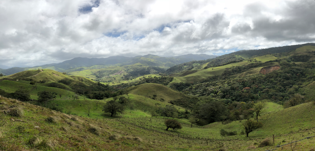 Rolling hills in Tilaran, Costa Rica.