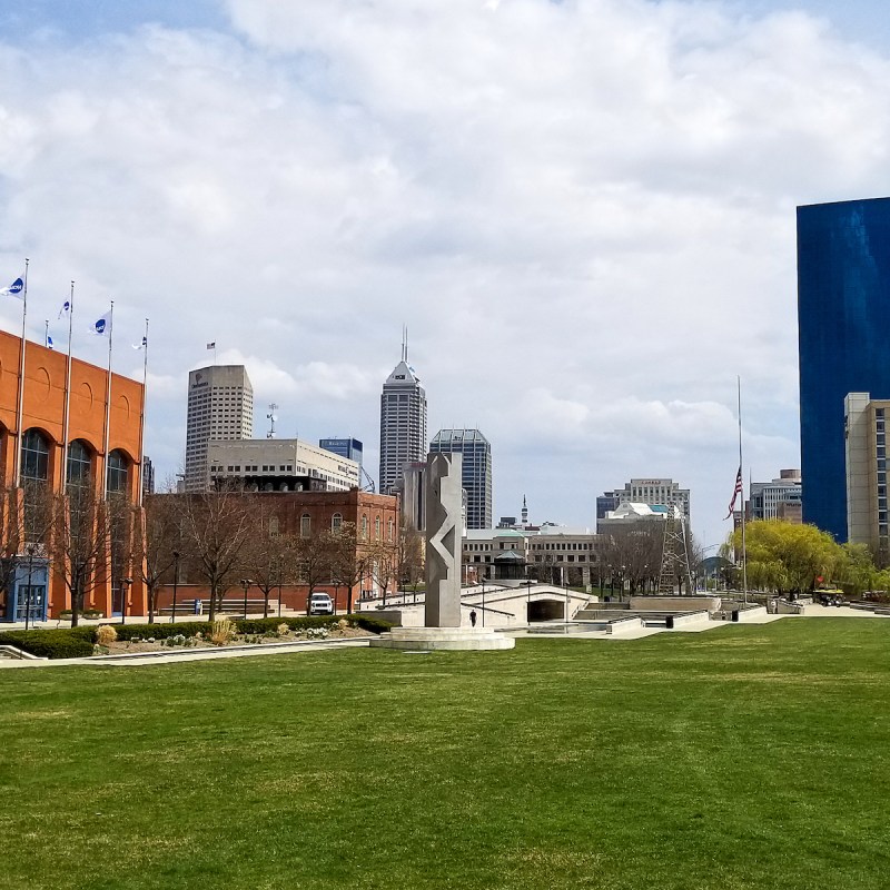 View of the Indianapolis skyline from White River State Park