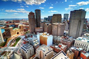 Aerial view of downtown Boston, MA