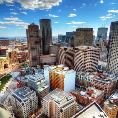 Aerial view of downtown Boston, MA