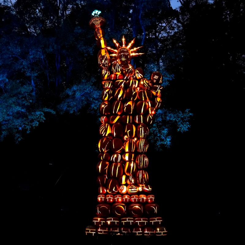 Statue of Liberty rendition at the Great Jack O'Lantern Blaze in Hudson Valley