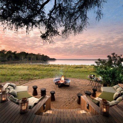 View of the Zambezi River from the Lolebezi Lodge
