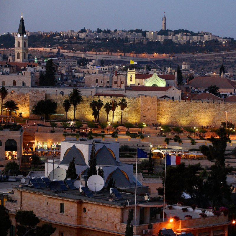 View of the Old City of Jerusalem at night