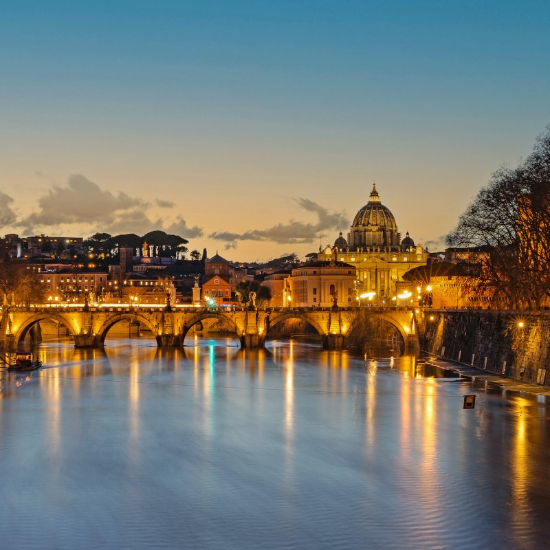 St. Peter's Basilica in Rome on the river Tiber