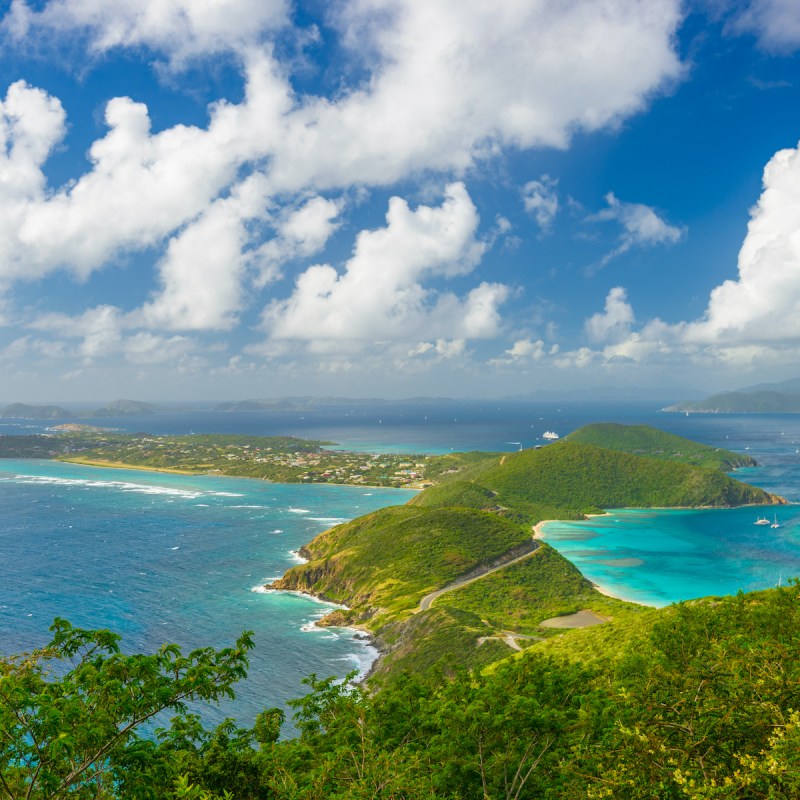 Aerial view of Virgin Gorda in the British Virgin Islands